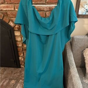 Brand New Elegant Draped Teal Dress